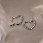 Heart Hoops Silver 18K Gold Plated