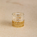 Roman Numerals Ring Silver 18K Gold Plated