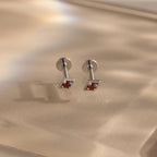 Geometric Garnet Flat Back Studs Silver 18K Gold Plated