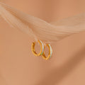 White Opal Inlay Hoops Silver 18K Gold Plated