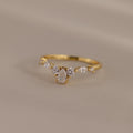 Pear & Marquise Diamond Curve Ring Silver 18K Gold Plated