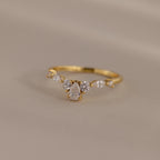Pear & Marquise Diamond Curve Ring Silver 18K Gold Plated