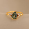 Agate Teardrop Ring Silver 18K Gold Plated