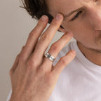 Thick Handwriting Band Silver 18K Gold Plated