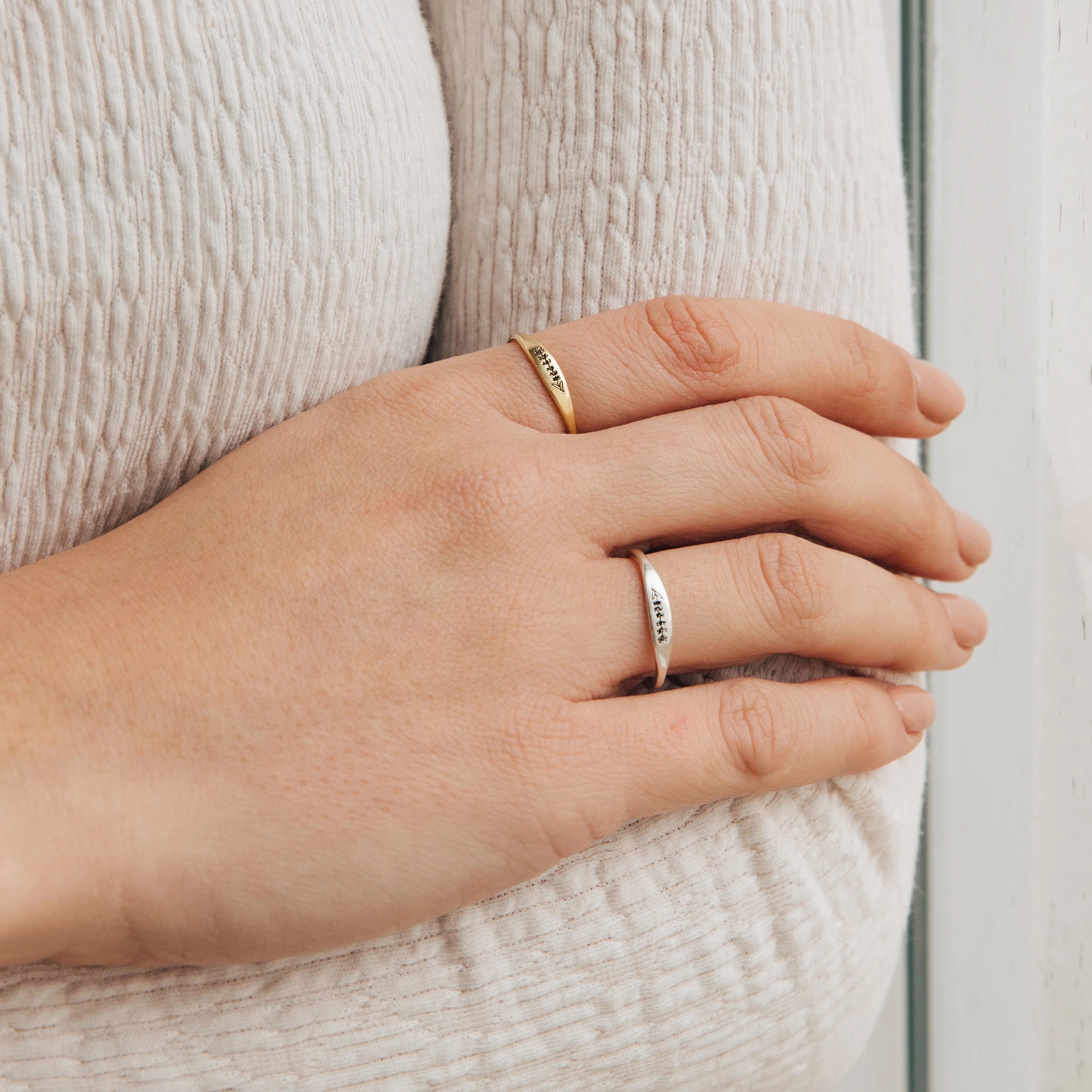 Skinny Birth Flower Ring Silver 18K Gold Plated