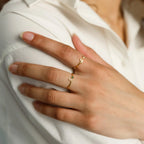 Venice Initial Birthstone Ring Silver 18K Gold Plated
