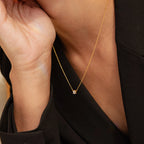 Hexagonal Diamond Charm Necklace Silver 18K Gold Plated