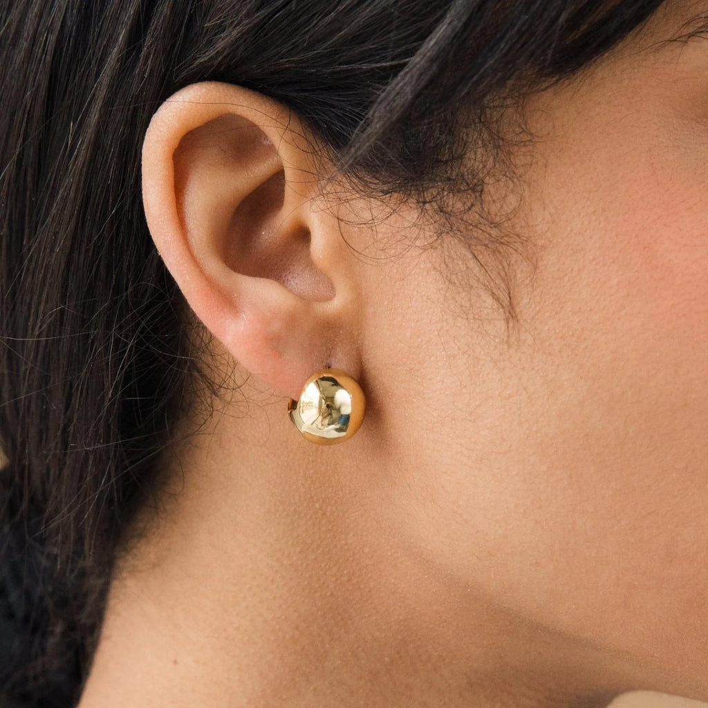 Chunky Ball Hoops Silver 18K Gold Plated