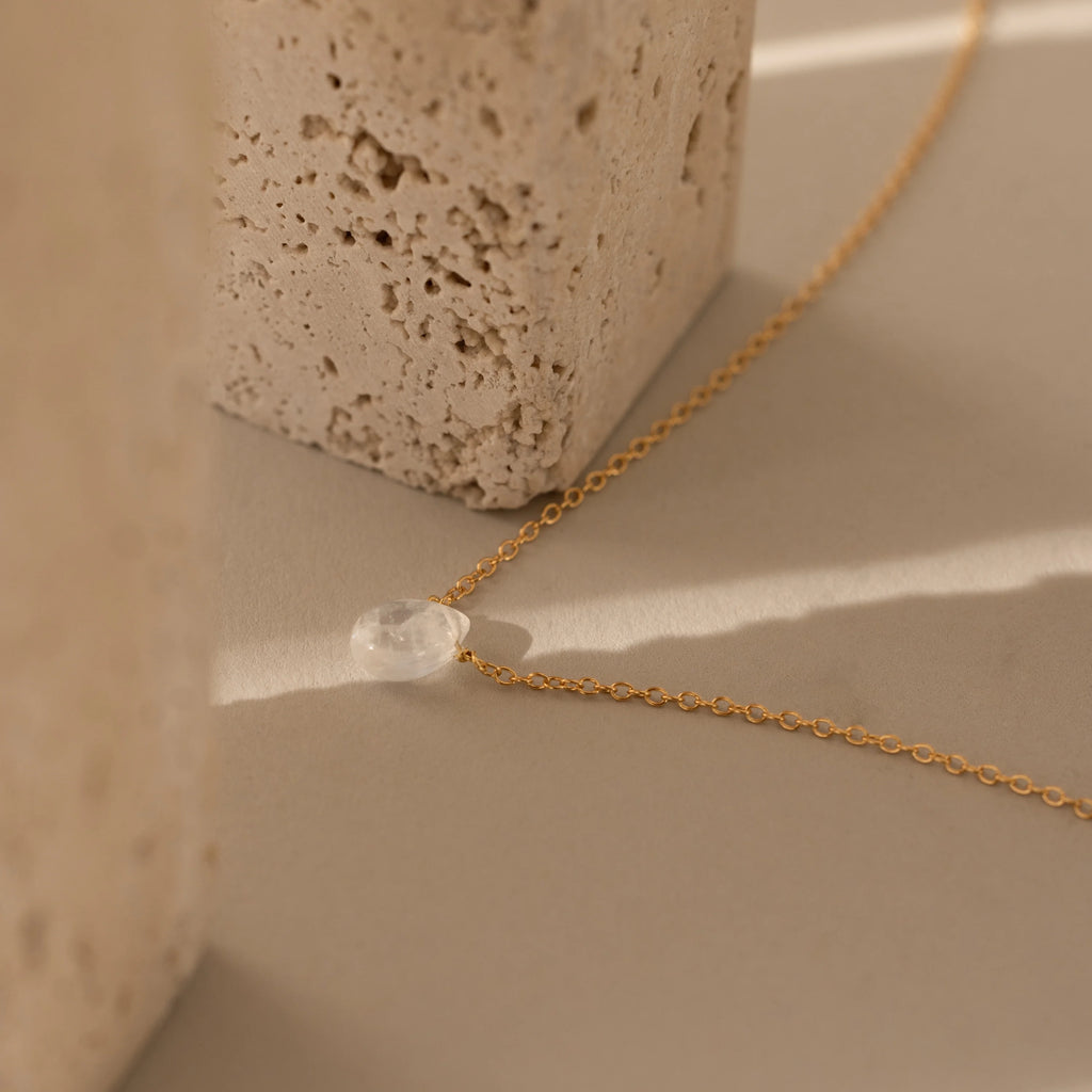 Teardrop Moonstone Necklace Silver 18K Gold Plated