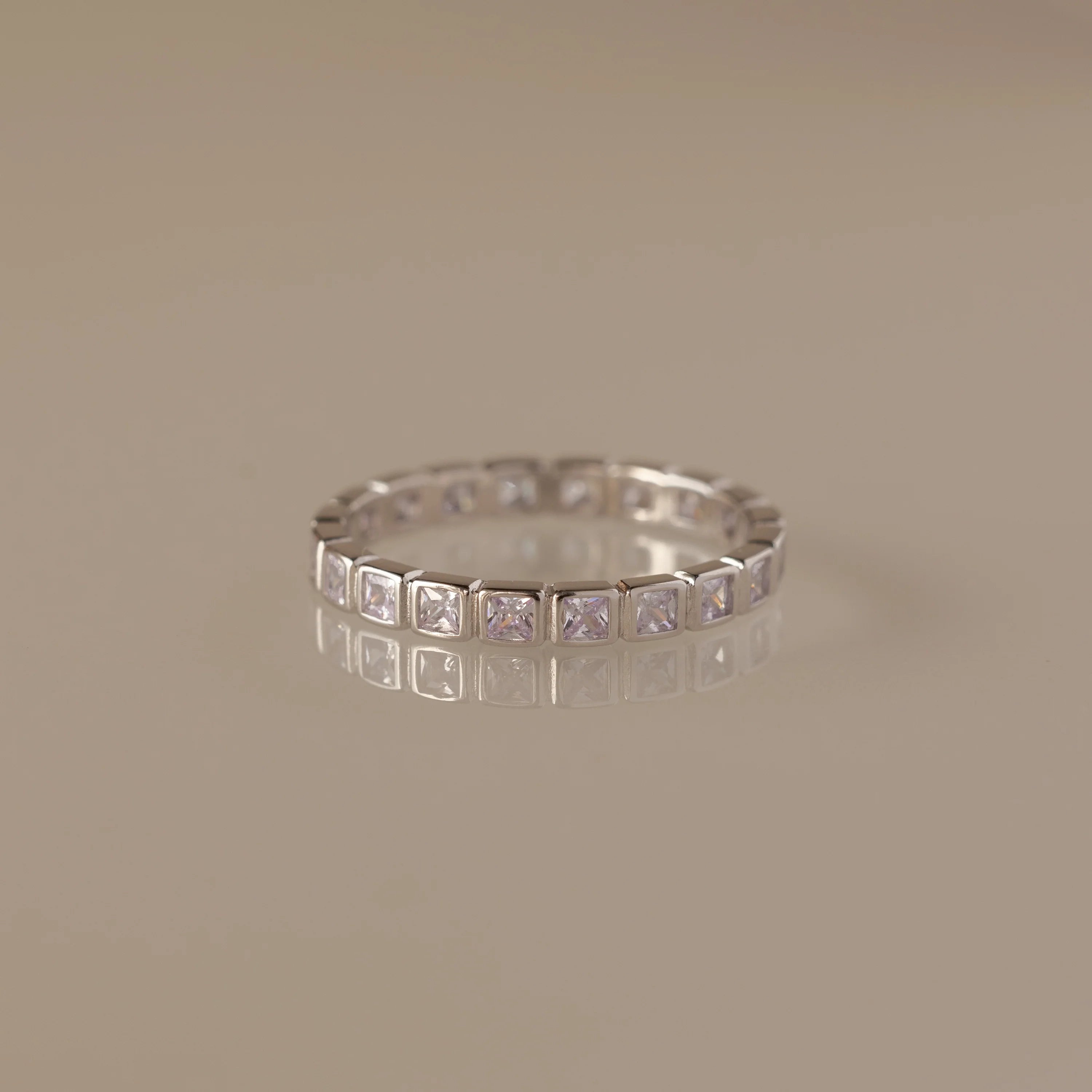 Eternity Bezel Alexandrite Ring Silver 18K Gold Plated