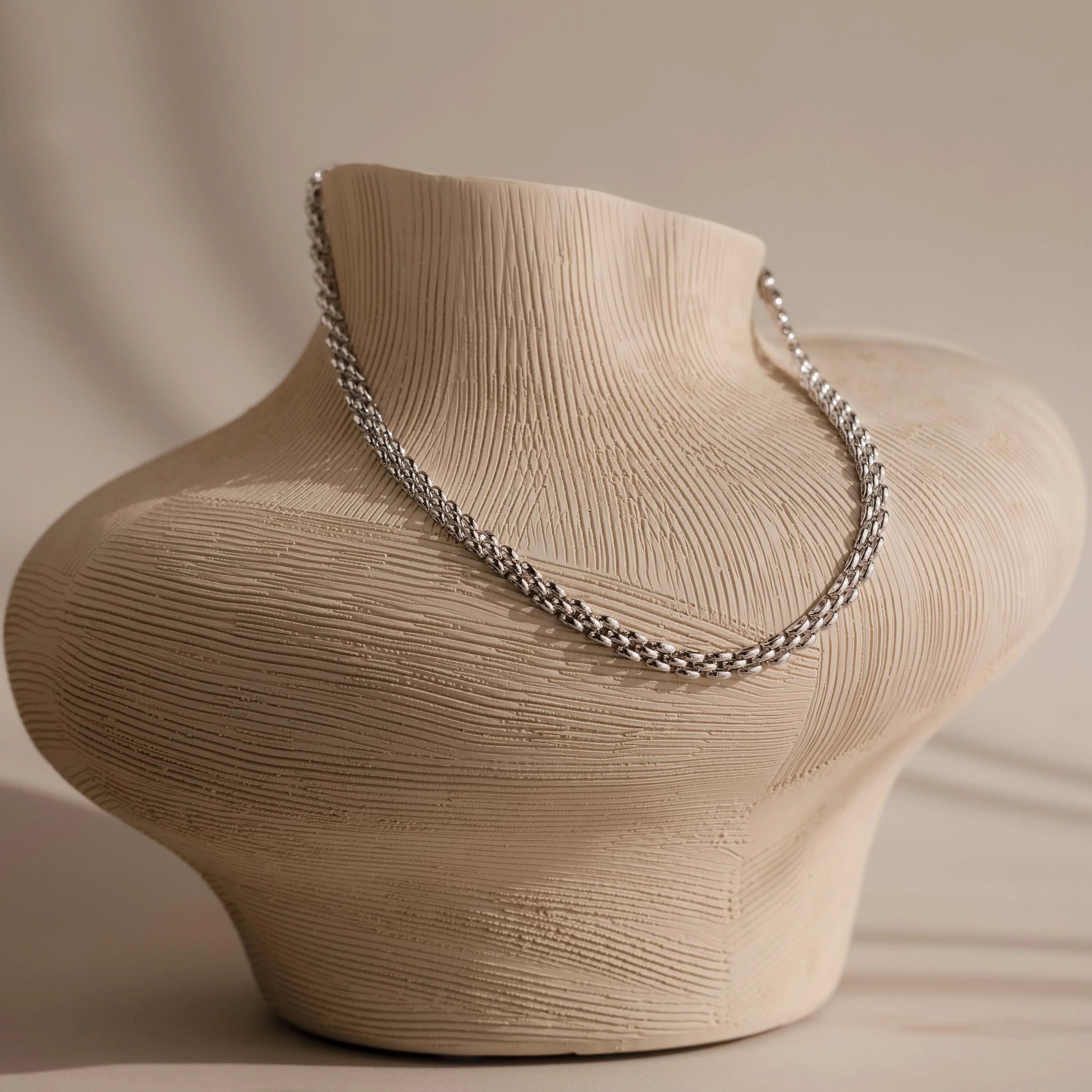Strap Necklace Silver 18K Gold Plated