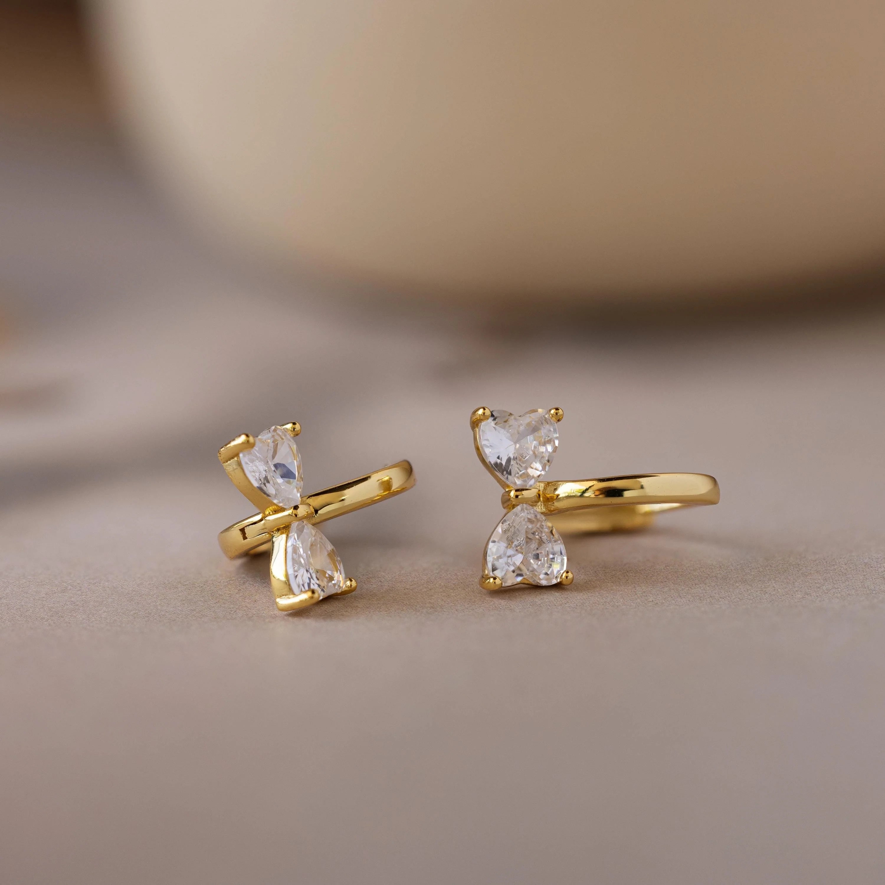 Diamond Bow Hug Earrings