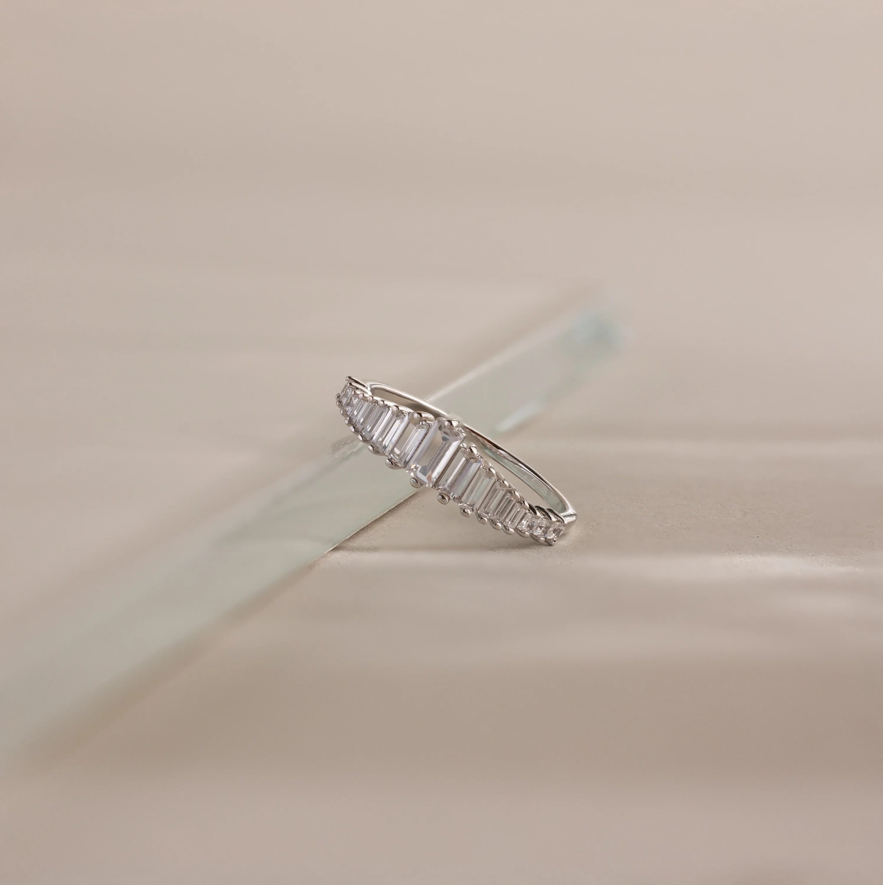 Art Deco Diamond Ring Silver 18K Gold Plated