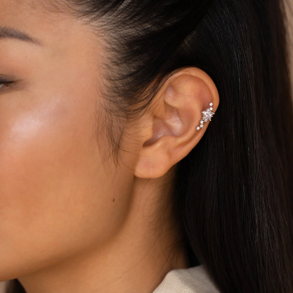 Starry Night Ear Cuffs Silver 18K Gold Plated