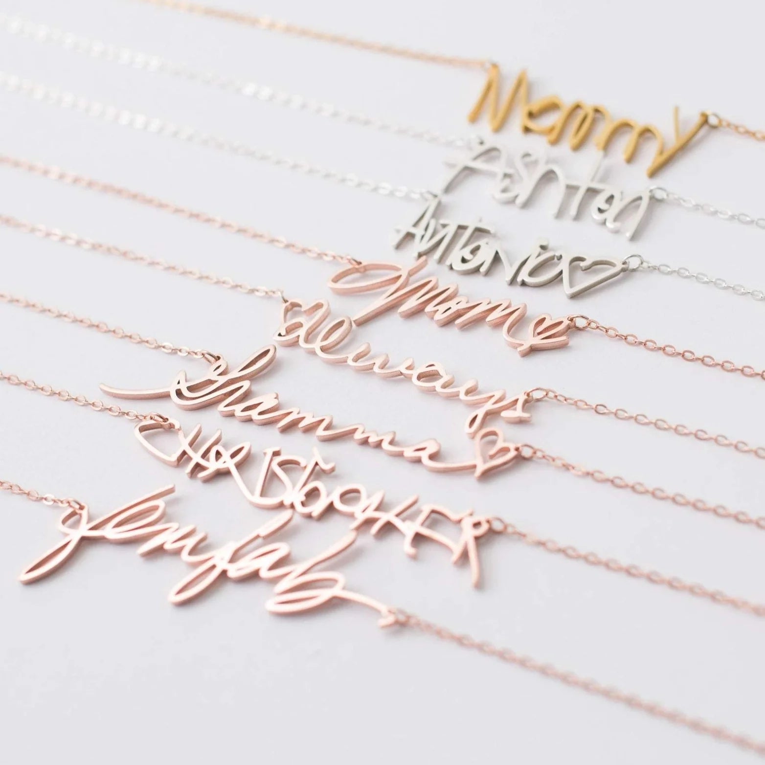 Handwriting Necklace Silver 18K Gold Plated