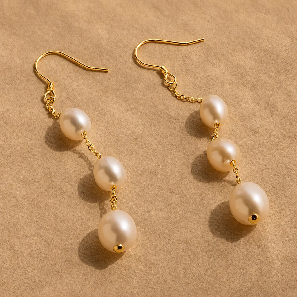 Long Pearl Dangle Earrings