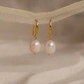 Dangling Pearl Drop Earrings Silver 18K Gold Plated