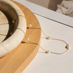 Anna Pearl Station Necklace Silver 18K Gold Plated