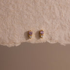 Diamond Birthstone Duo Flatback Studs Silver 18K Gold Plated