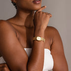 Pave Woven Timepiece Silver 18K Gold Plated