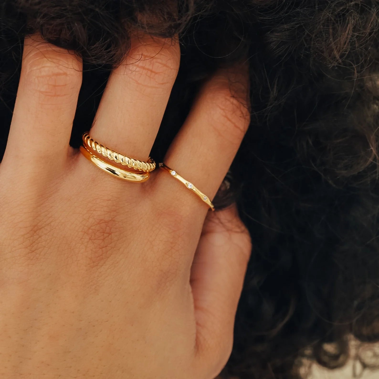 Juliet Diamond Ring Silver 18K Gold Plated