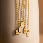 Newsletter Ribbed Initial Necklace Silver 18K Gold Plated