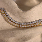 Diamond Heart Tennis Bracelet Silver 18K Gold Plated