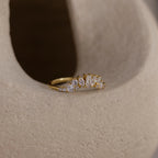 Diamond Curve Cluster Ring Silver 18K Gold Plated