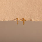 Diamond Cross Huggies Silver 18K Gold Plated