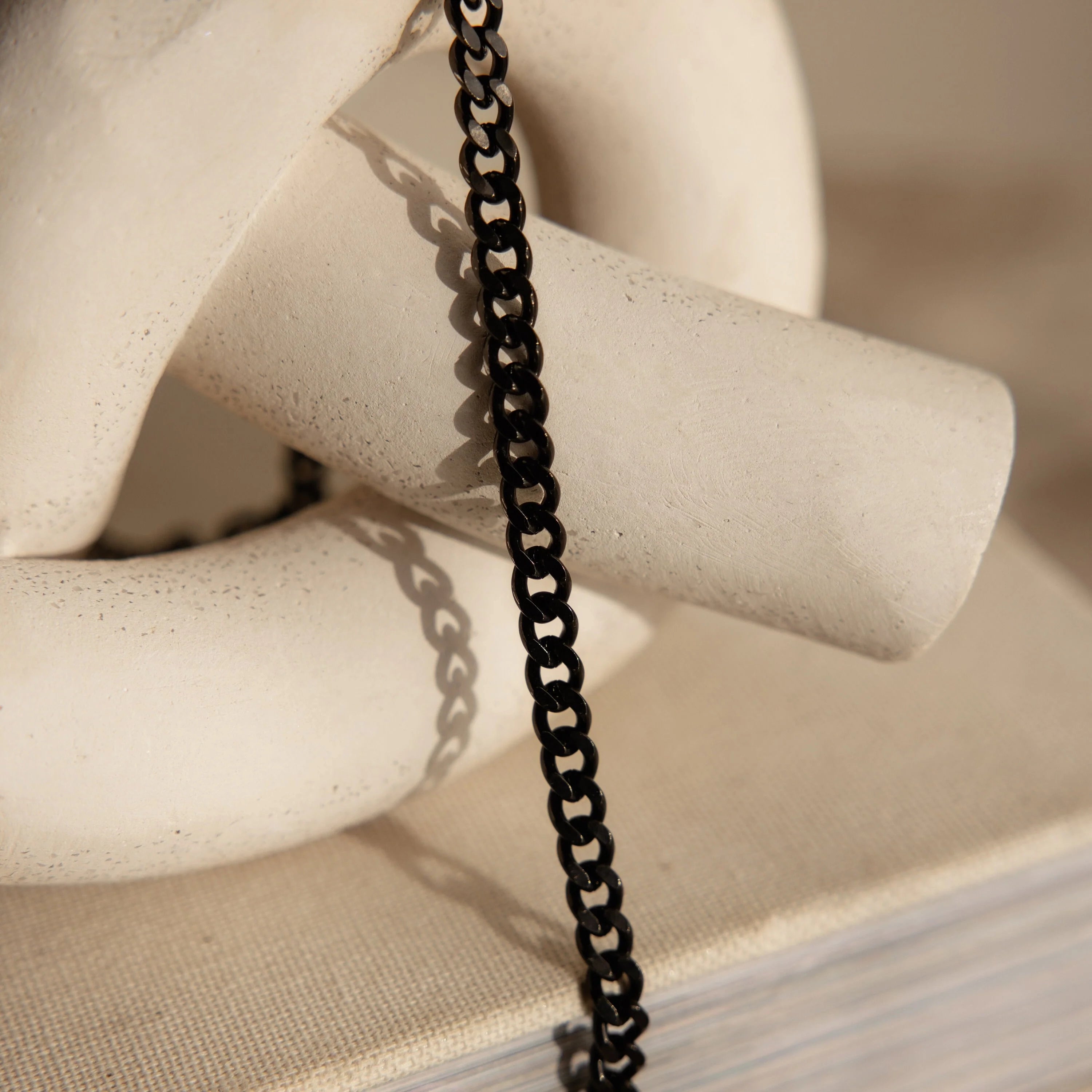 Men's Black Curb Chain Silver 18K Gold Plated