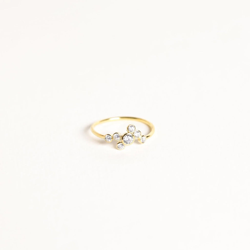 Cluster Birthstone Ring Silver 18K Gold Plated