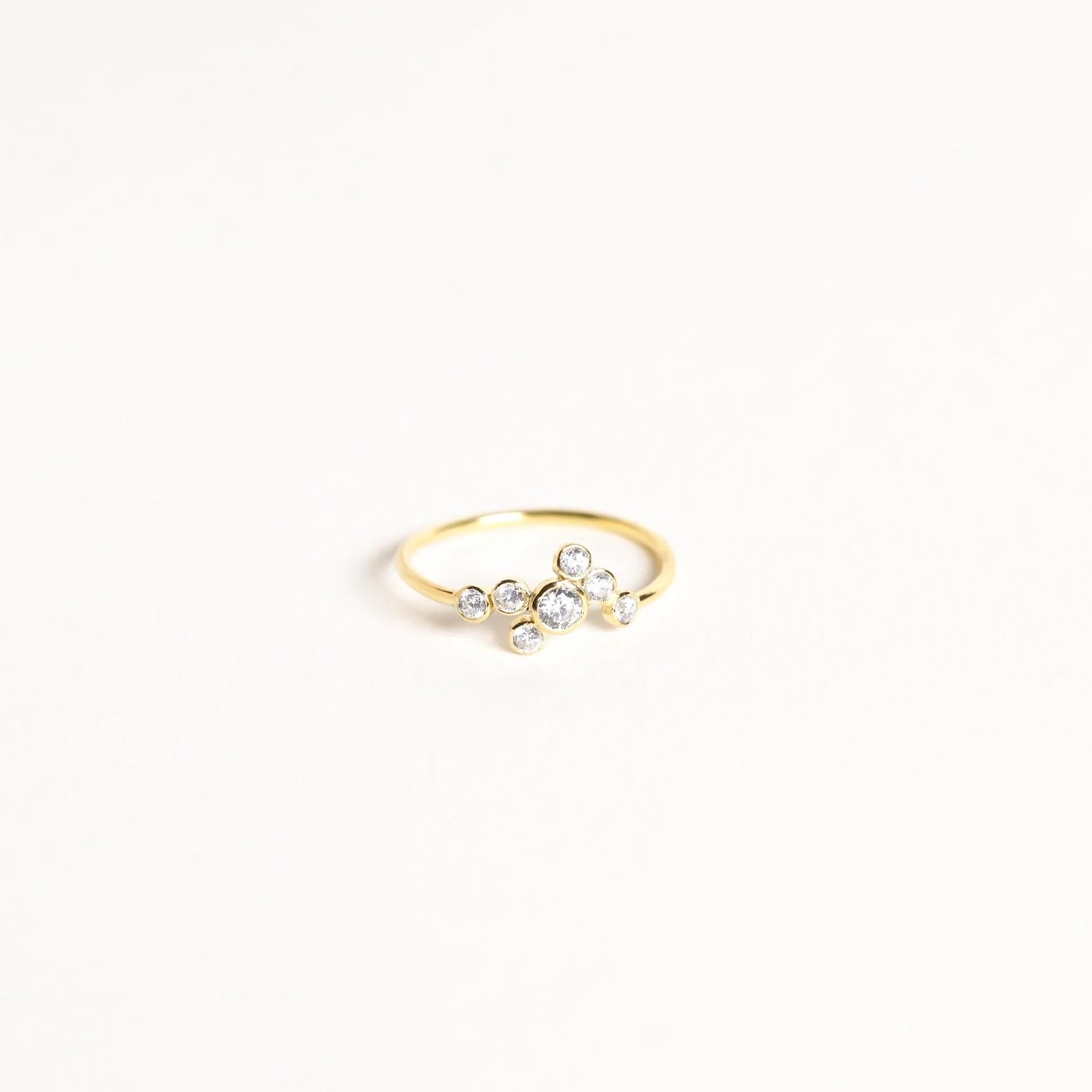 Cluster Birthstone Ring Silver 18K Gold Plated