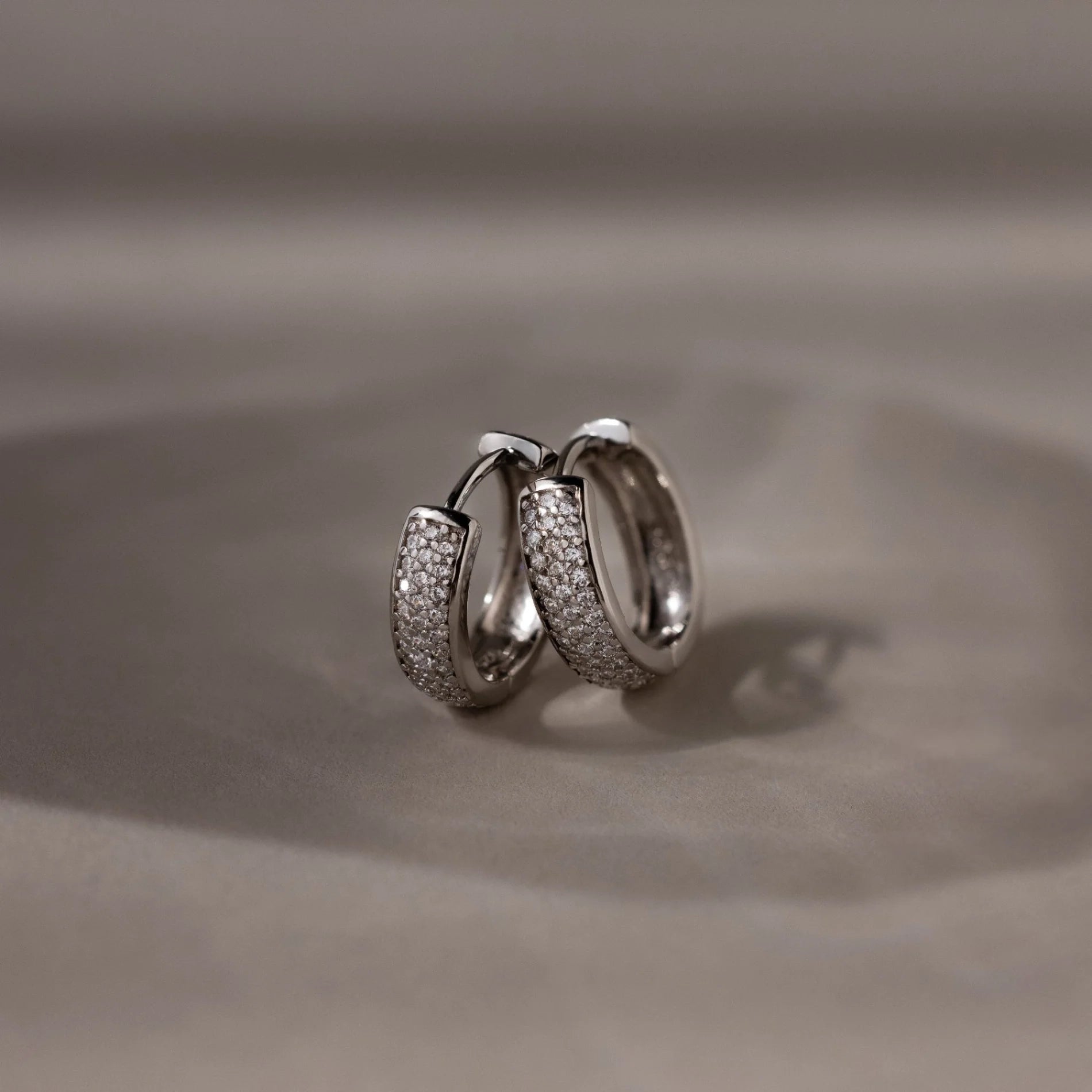 Pave Diamond Huggies in Silver Silver 18K Gold Plated