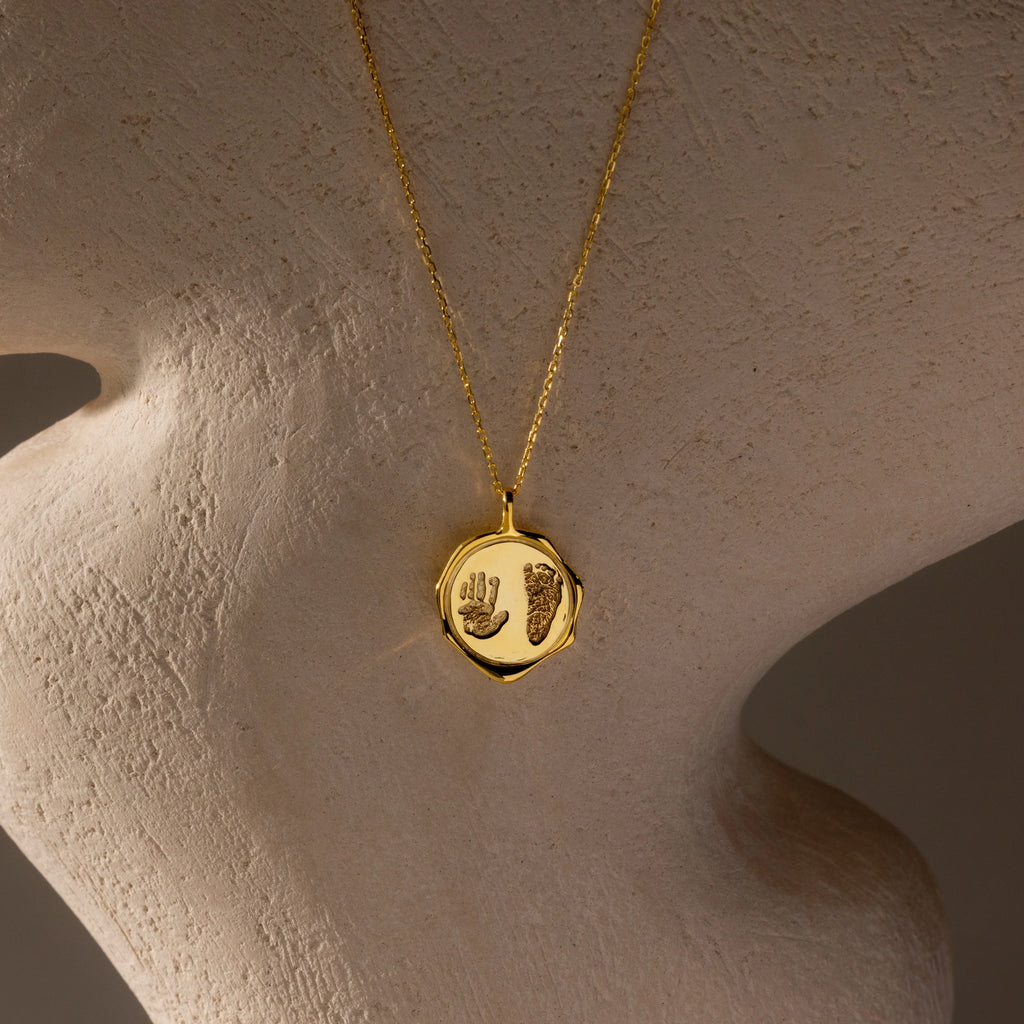 Baby Hand & Footprint Necklace Silver 18K Gold Plated