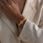 Round Braided Timepiece Silver 18K Gold Plated