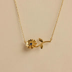 Flower Birthstone Necklace Silver 18K Gold Plated