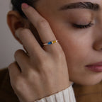 Toi et Moi Tapered Birthstone Ring Silver 18K Gold Plated