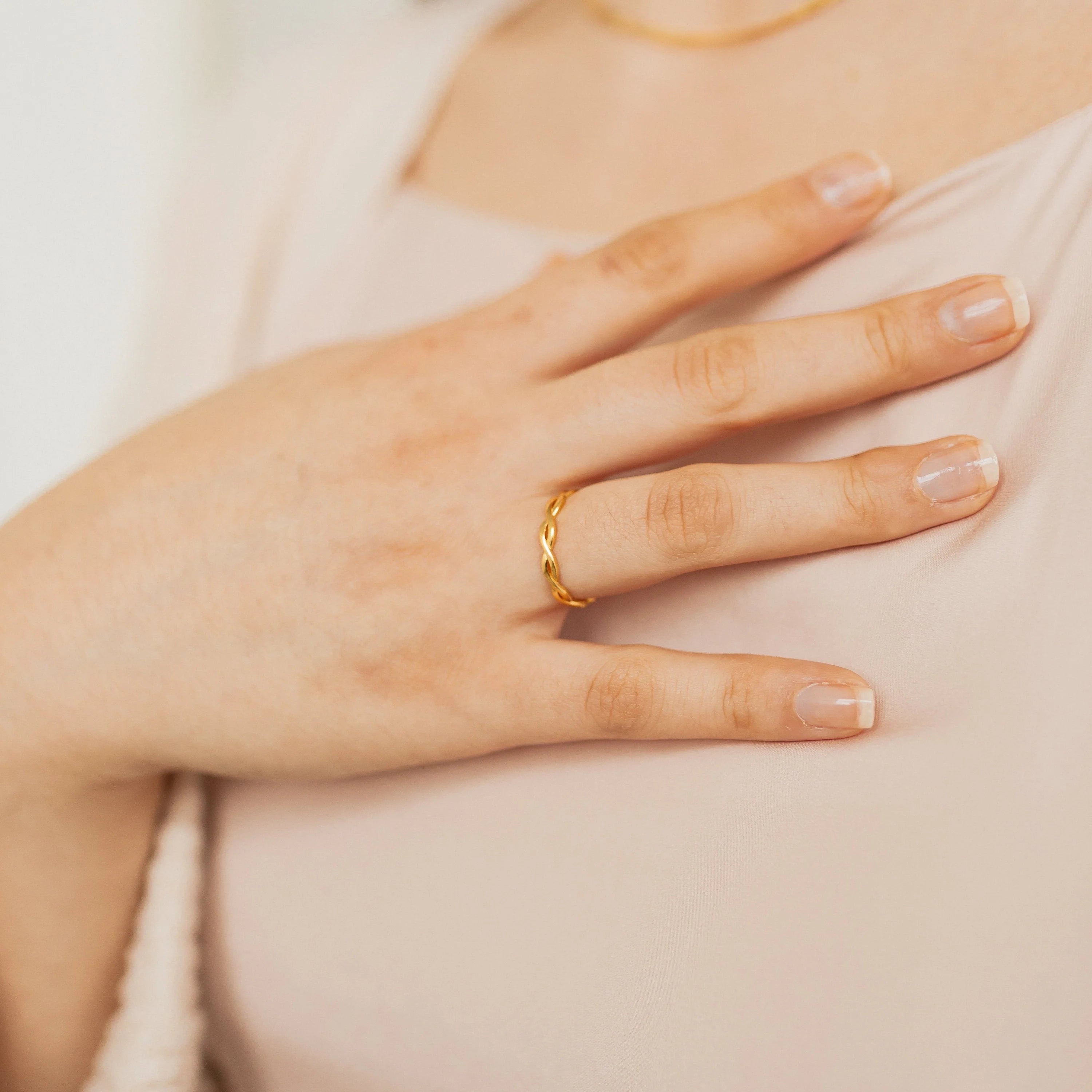 Braided Eternity Ring Silver 18K Gold Plated