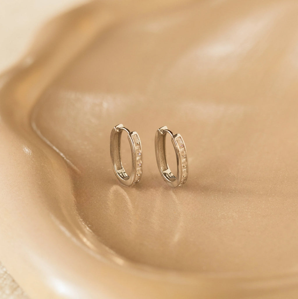 Baguette Link Hoop Earrings
