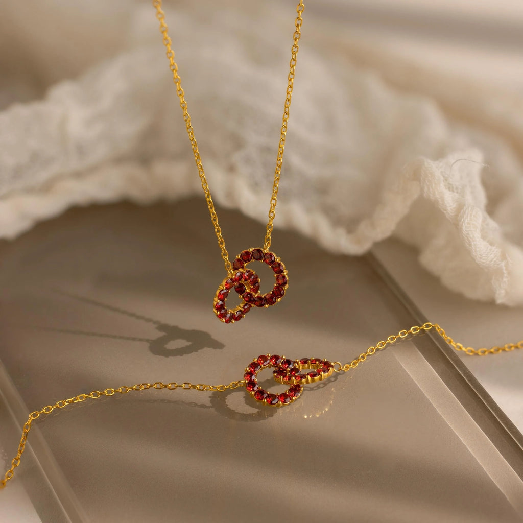 Interlocking Duo Birthstone Bracelet Silver 18K Gold Plated