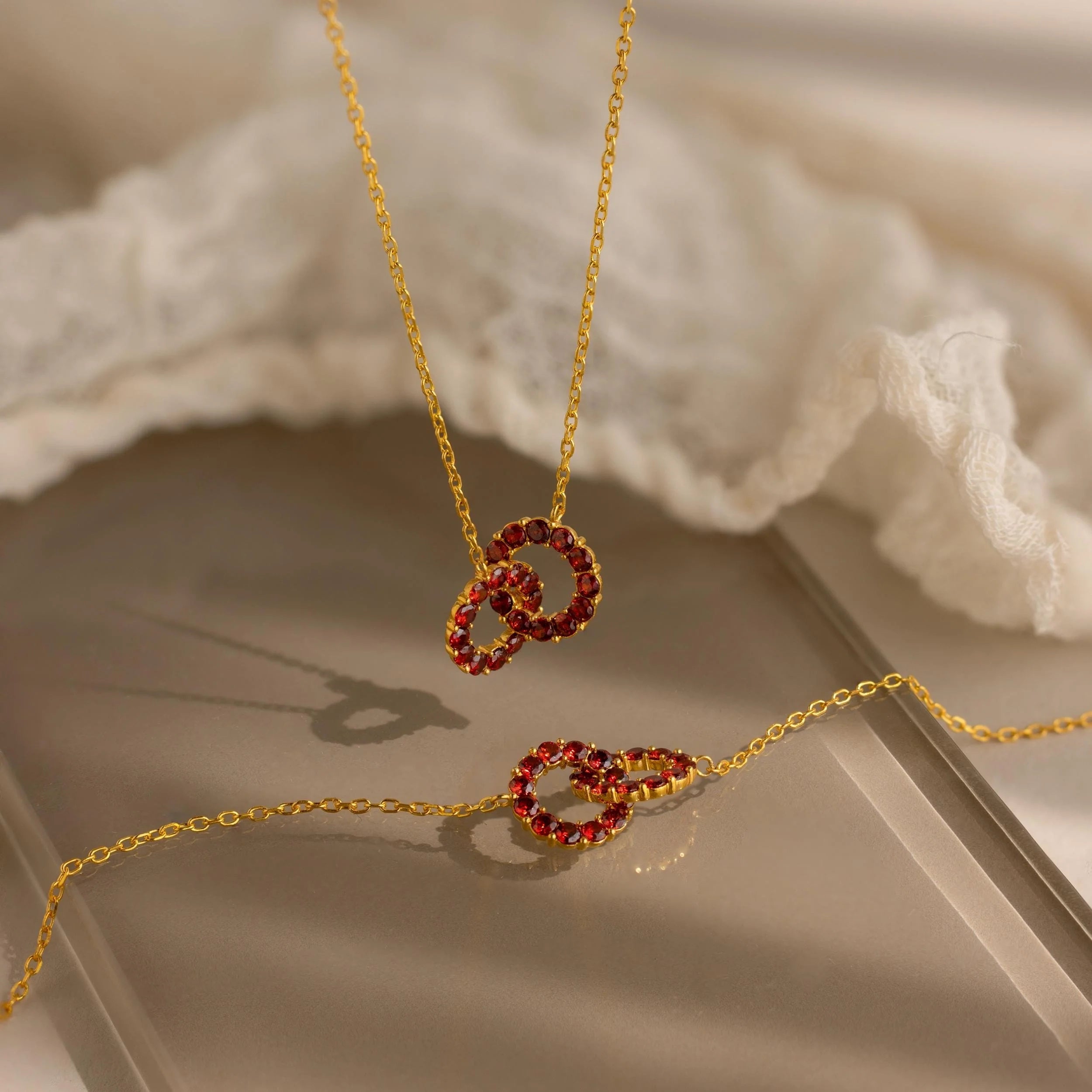 Interlocking Duo Birthstone Bracelet Silver 18K Gold Plated