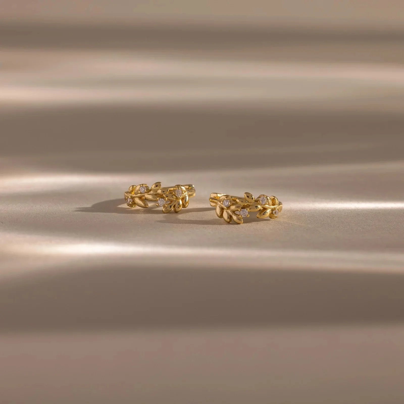 Dainty Diamond Leaf Hoops