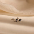 Onyx Flower FlatBack Studs Silver 18K Gold Plated