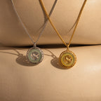 Jade Dragon Necklace Silver 18K Gold Plated
