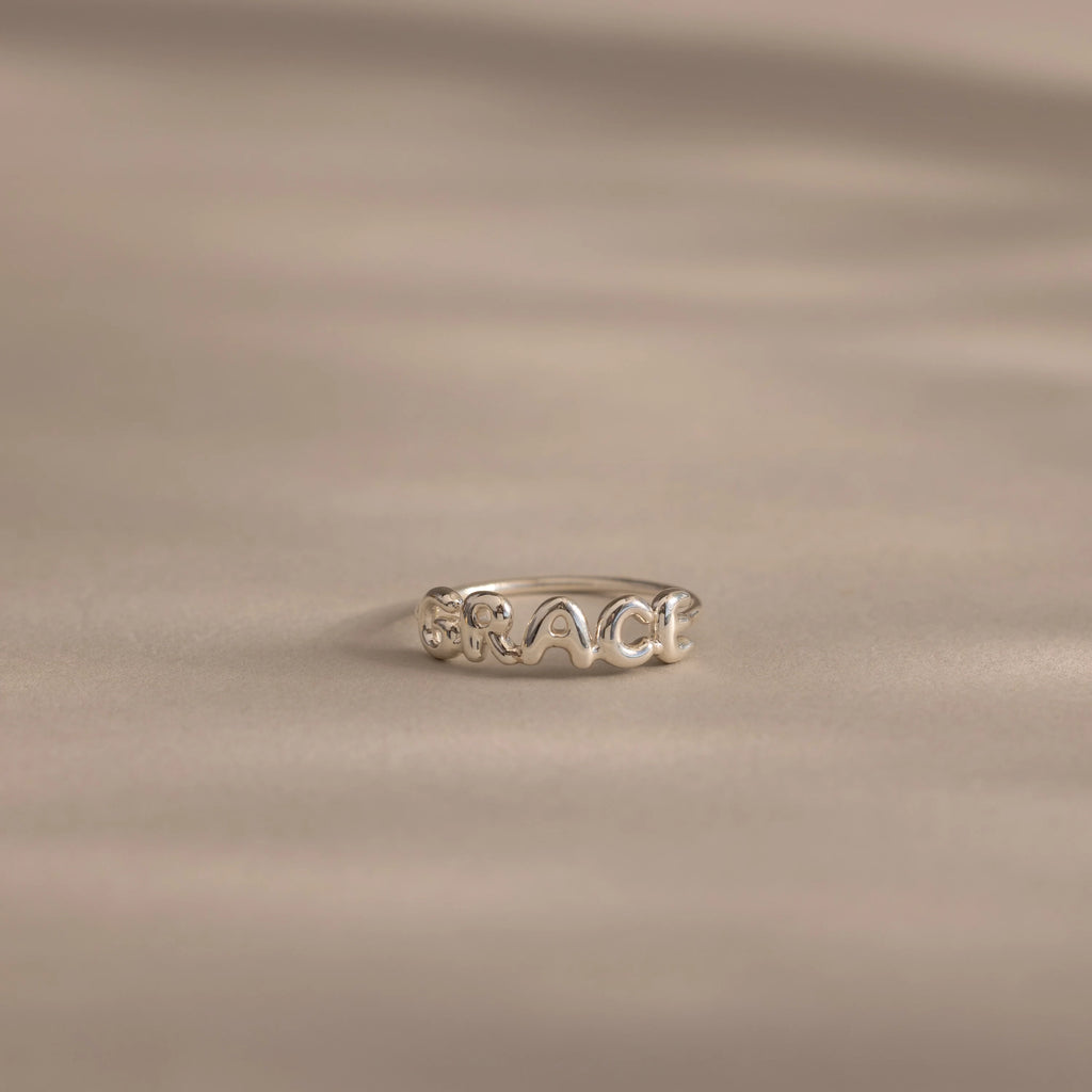 Bubble Name Ring Silver 18K Gold Plated
