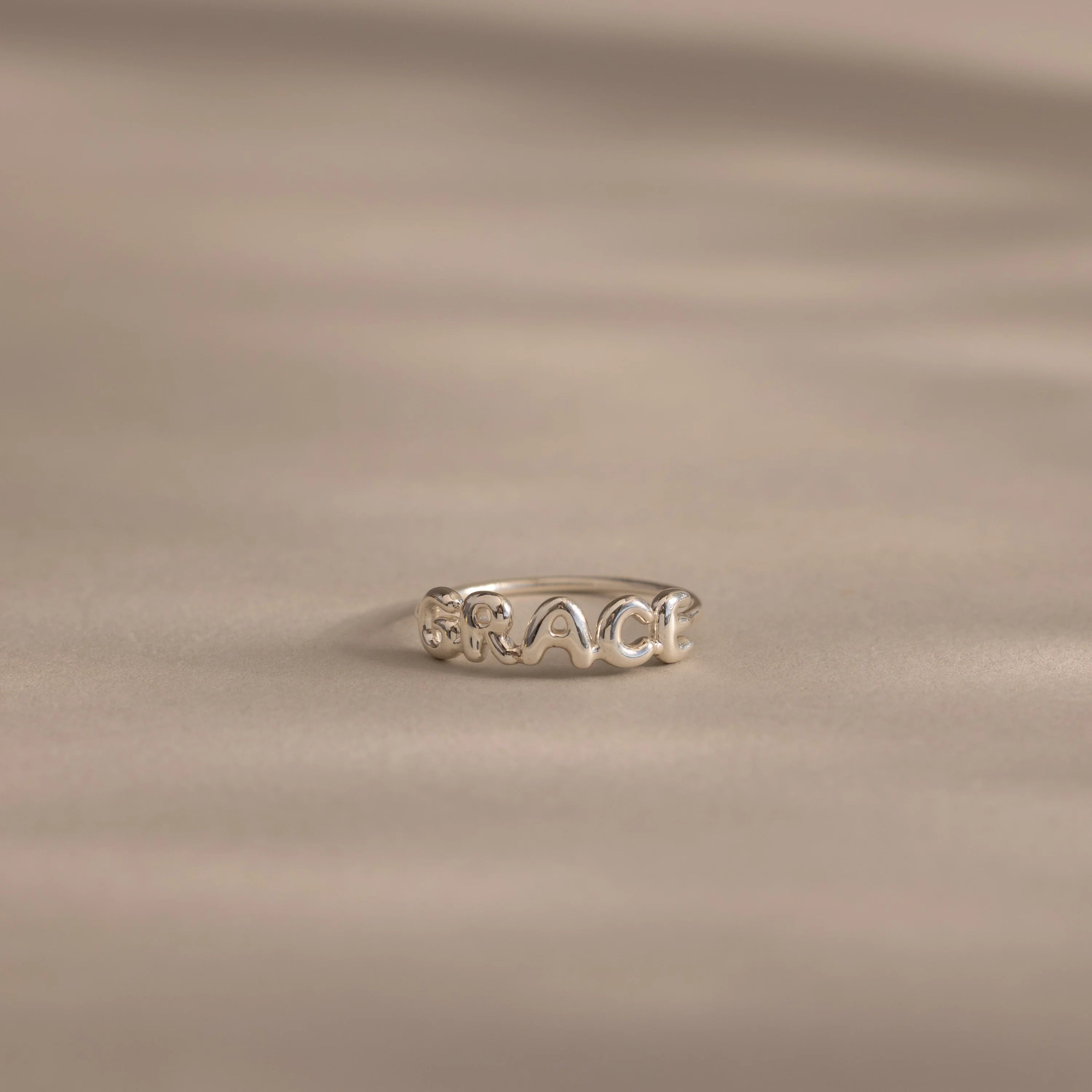 Bubble Name Ring Silver 18K Gold Plated