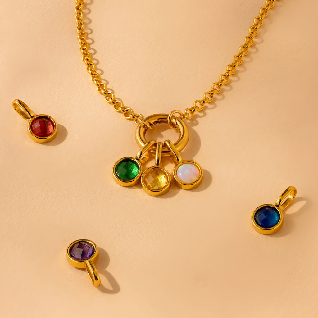 Signet Sapphire Charm Silver 18K Gold Plated