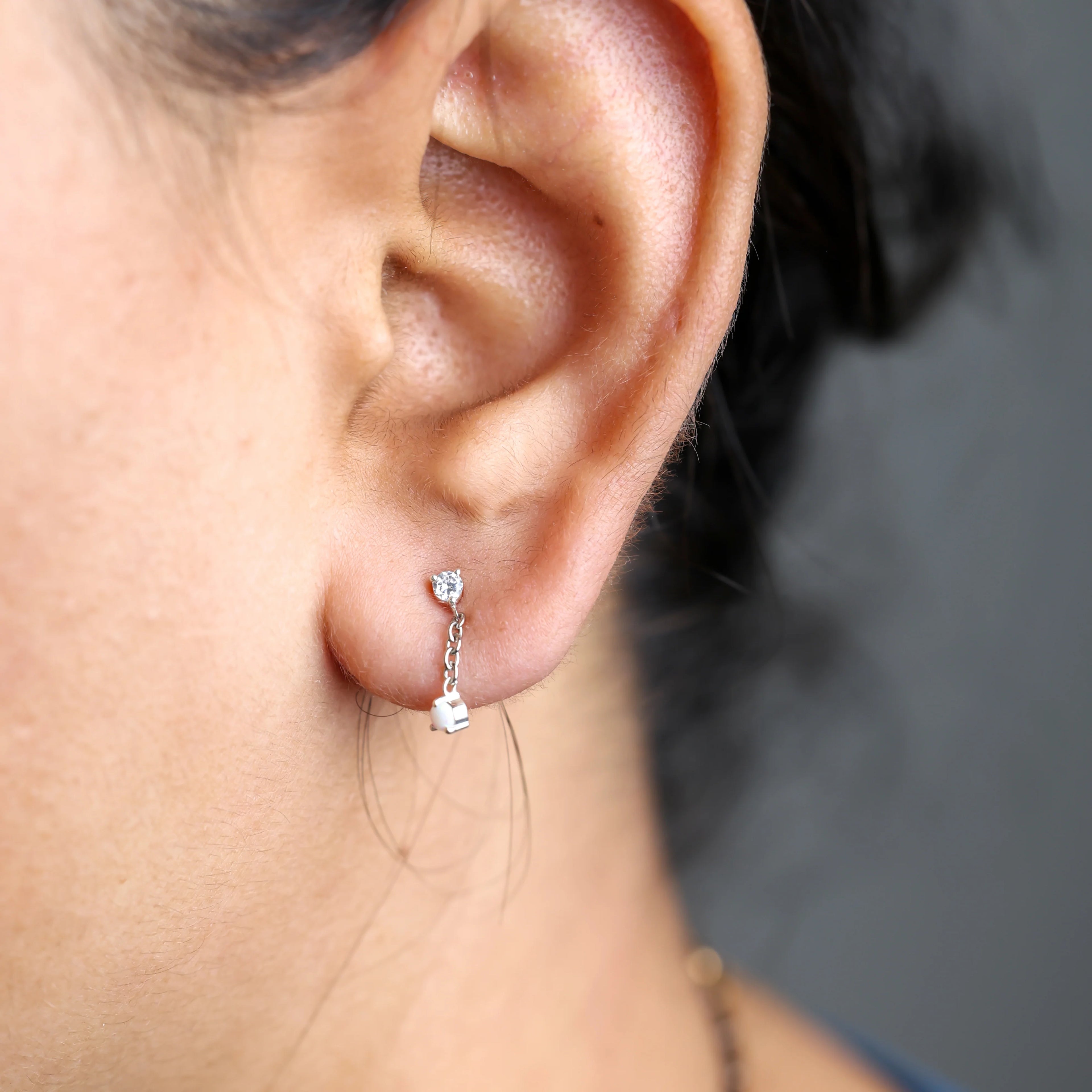 Opal Drop Stud Earrings