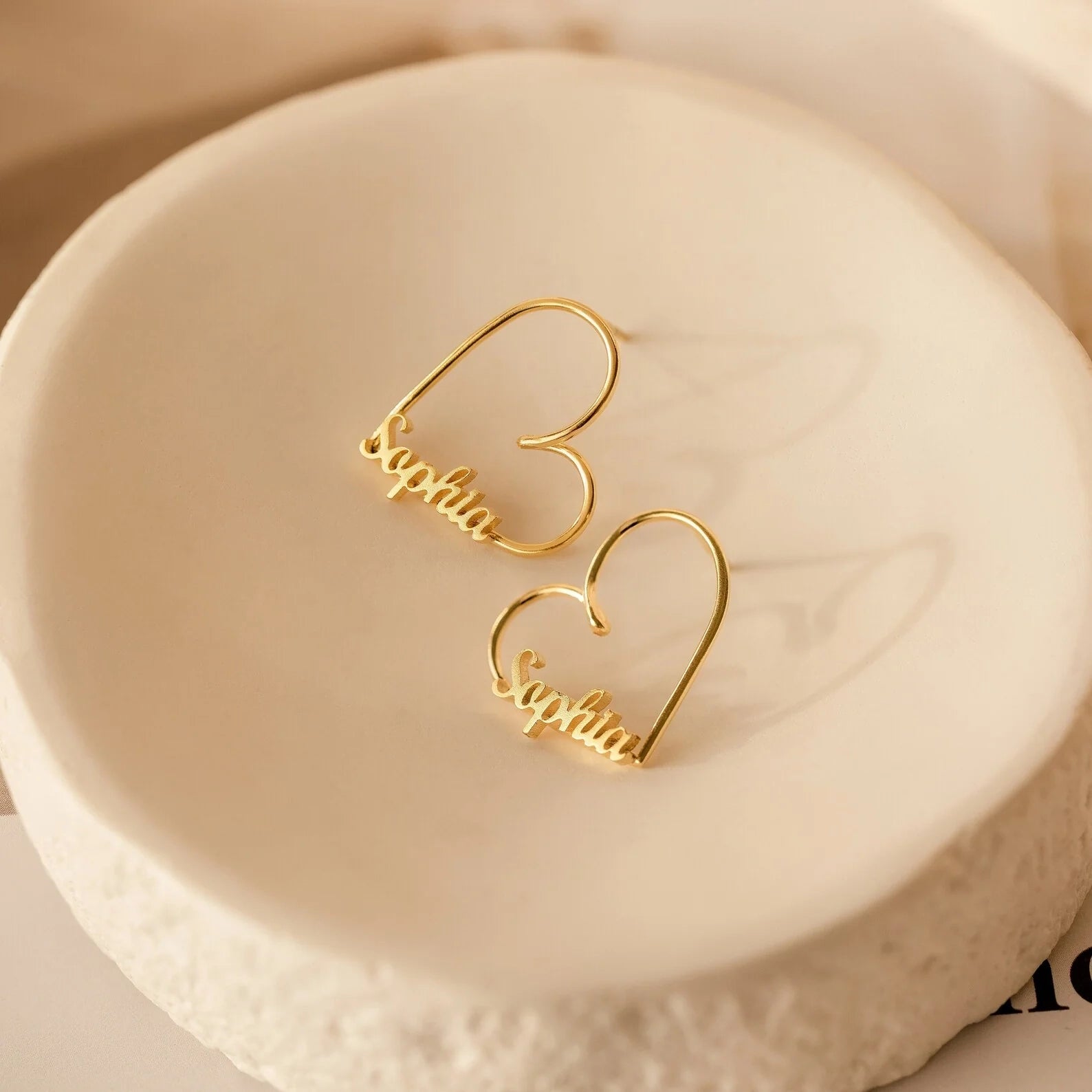 London Heart Name Earrings Silver 18K Gold Plated