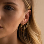 Thin Hoops Set Silver 18K Gold Plated